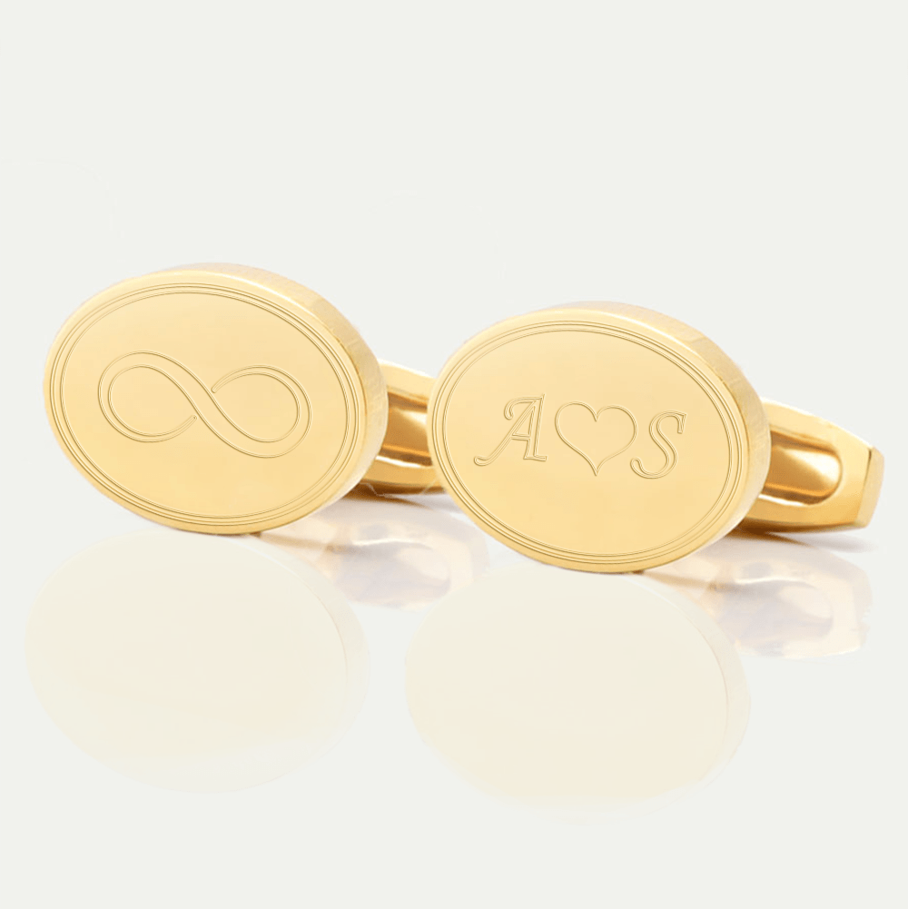 personalised initial heart gold engraved cufflinks
