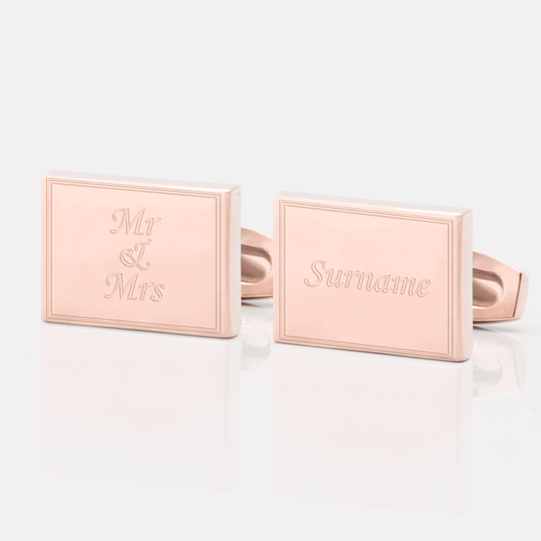 personalised mr mrs rose gold engraved cufflinks 1