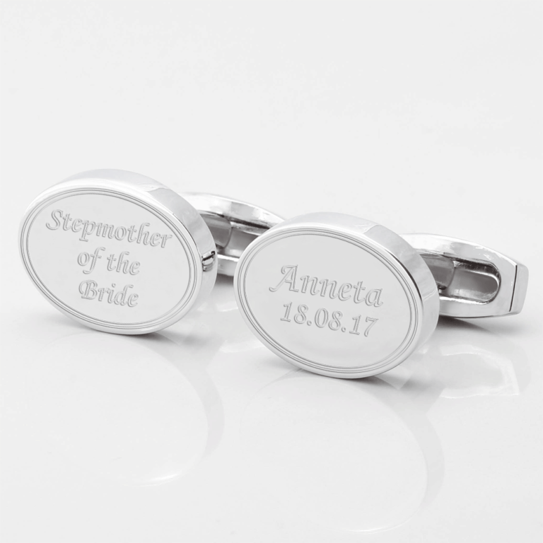 personalised stepmother bride silver engraved cufflinks