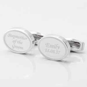 personalised stepmother groom silver engraved cufflinks