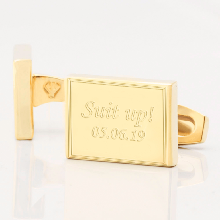 personalised suit up gold engraved cufflinks