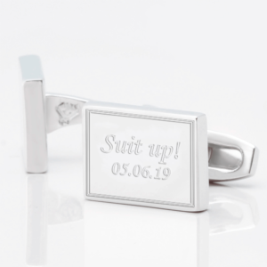 personalised suit up silver engraved cufflinks