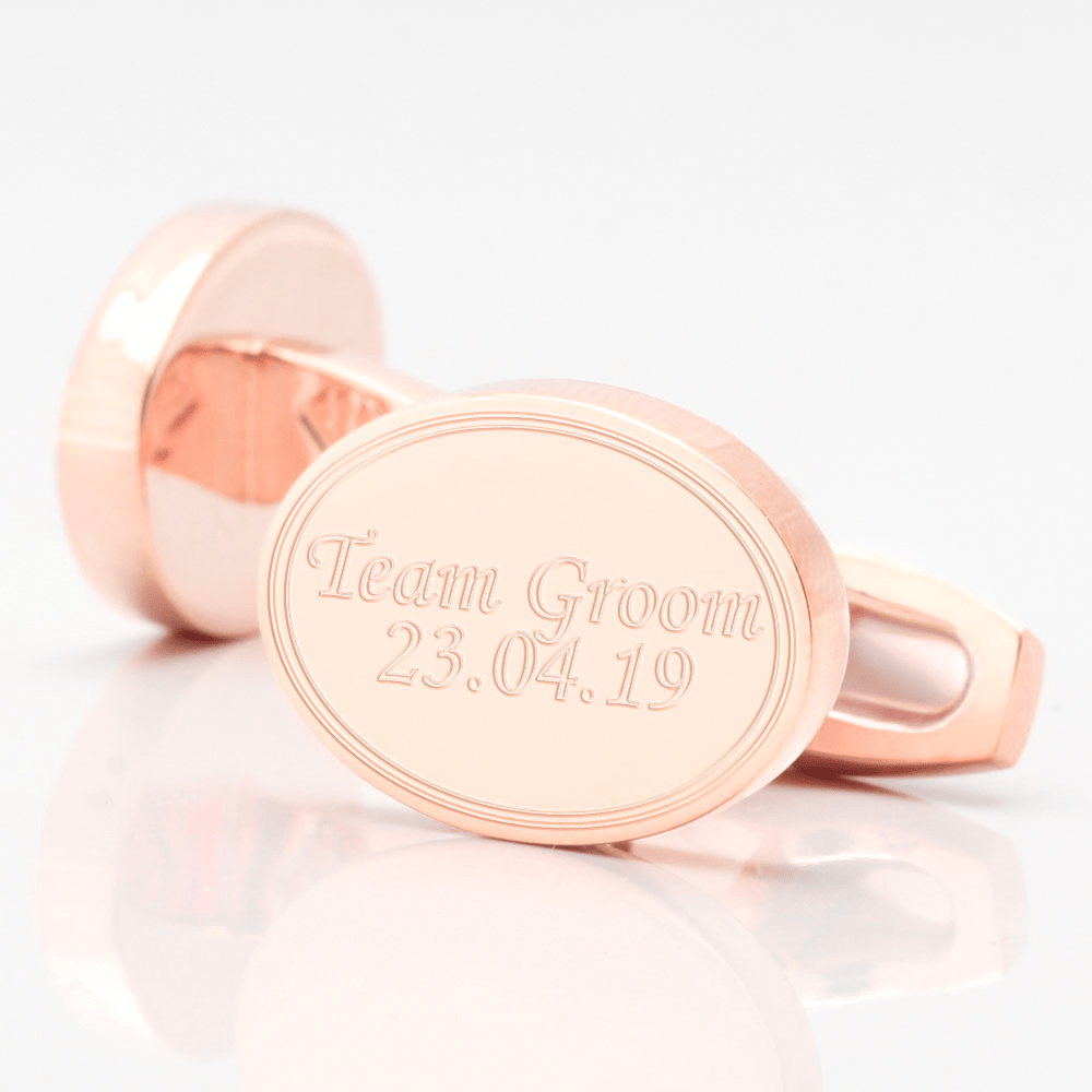 personalised team groom rose gold engraved cufflinks