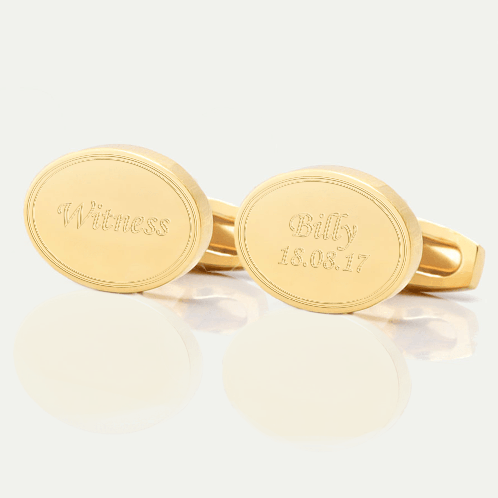 personalised witness gold engraved cufflinks