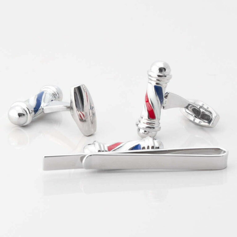 Barber Pole Cufflinks Tie Slide Set Gallery 1 of 1