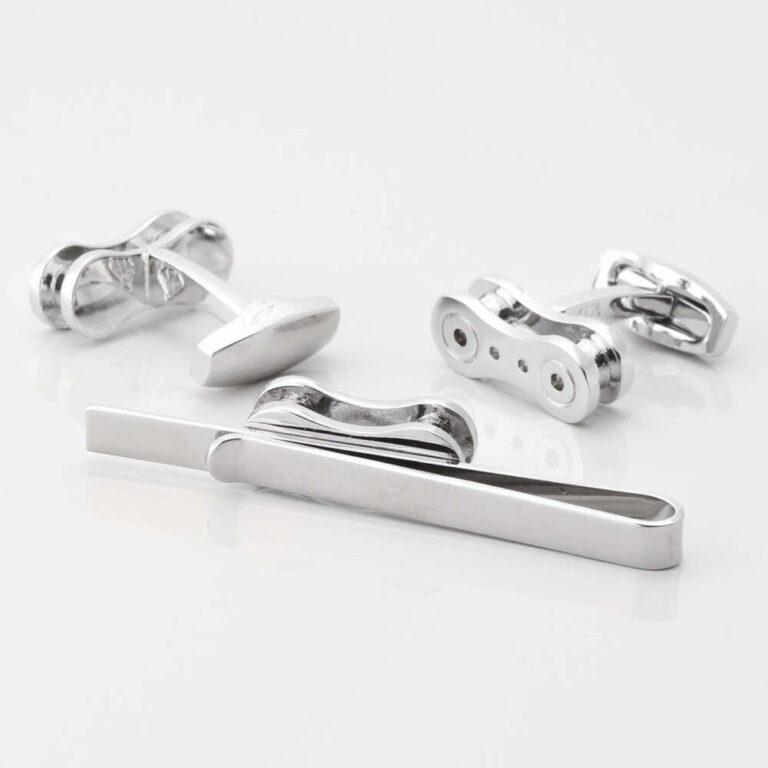 Bicycle Chain Cufflinks Tie Slide Set Gallery 1 of 1