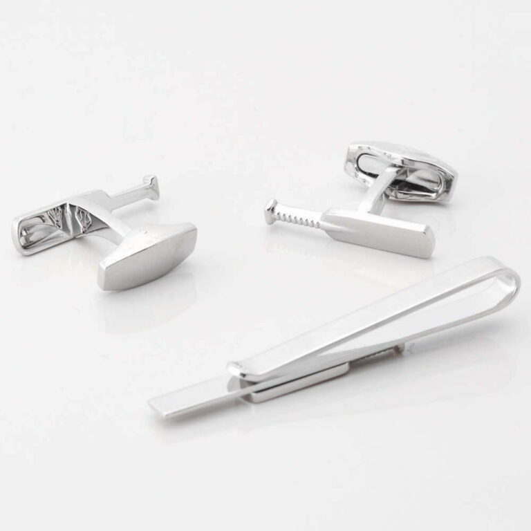 Cricket Bat Cufflinks Tie Slide Set Gallery 1 of 1