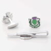 Enamel Scottish Thistle Cufflinks Tie Slide Set Gallery 1 of 1