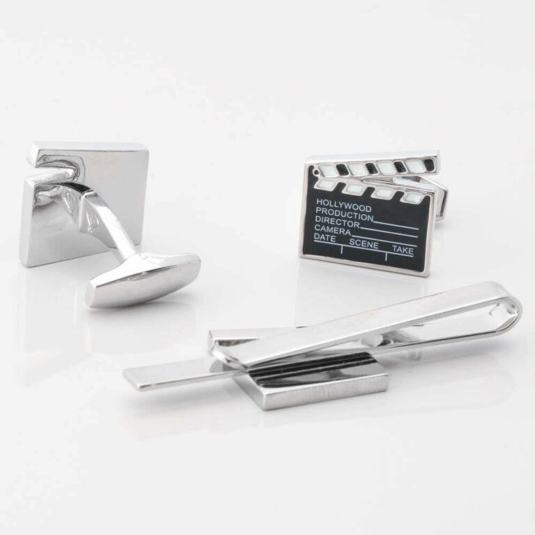 Film Clapper Board Cufflinks Tie Slide Set Gallery 1 of 1