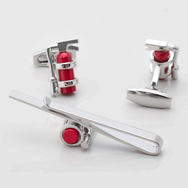 Fire Extinguisher Cufflinks Tie Slide Set Gallery 1 of 1