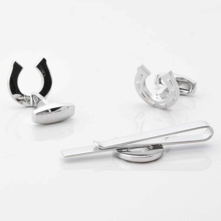 Horseshoe Cufflinks Tie Slide Set Gallery 1 of 1