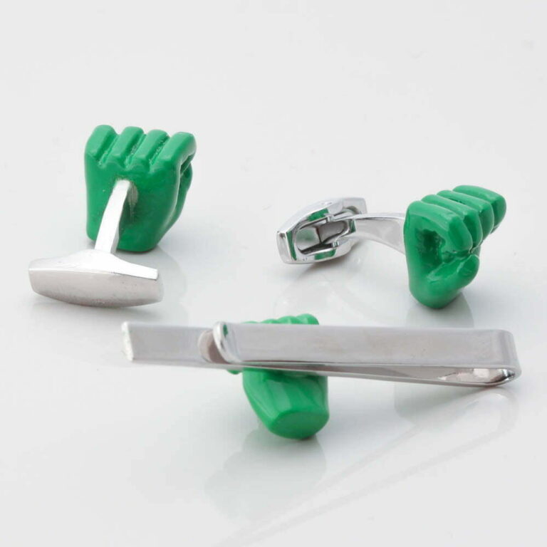 Incredible Hulk Fist Cufflinks Tie Slide Set Gallery 1 of 1