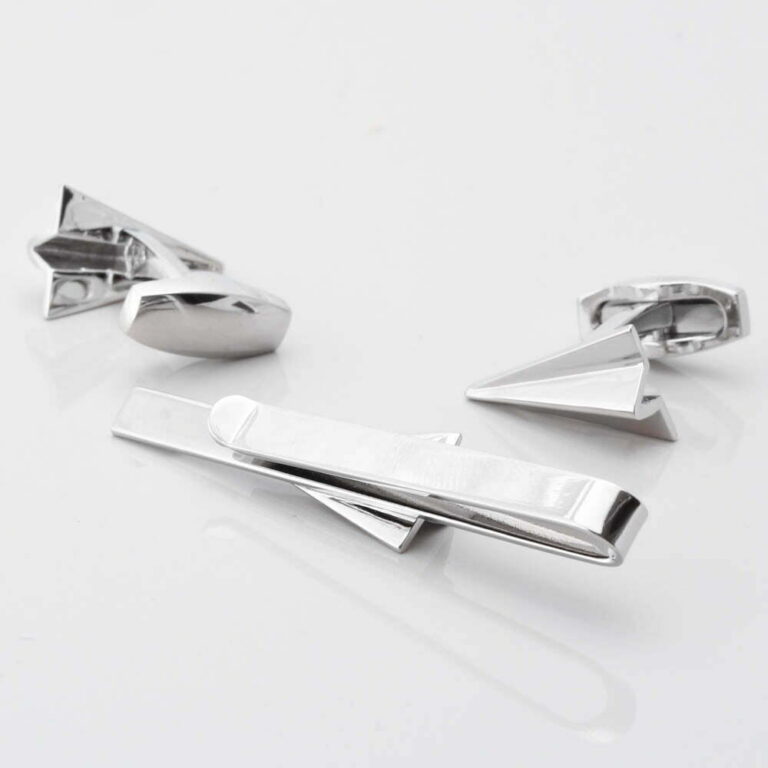 Paper Aeroplane Cufflinks Tie Slide Set Gallery 1 of 1