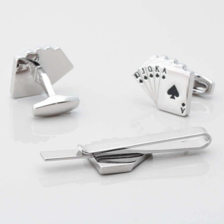 Royal Flush Cufflinks Tie Slide Set Gallery 1 of 1