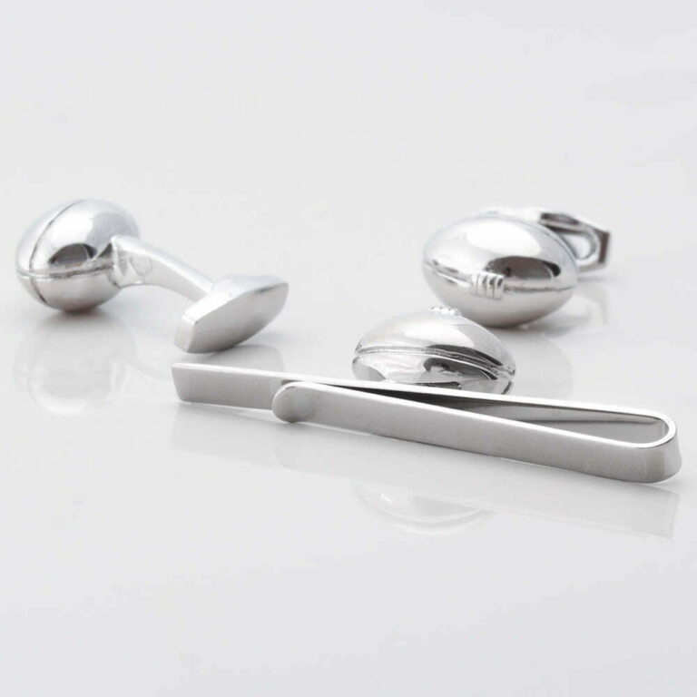 Rugby Ball Cufflinks Tie Slide Set Gallery 1 of 1