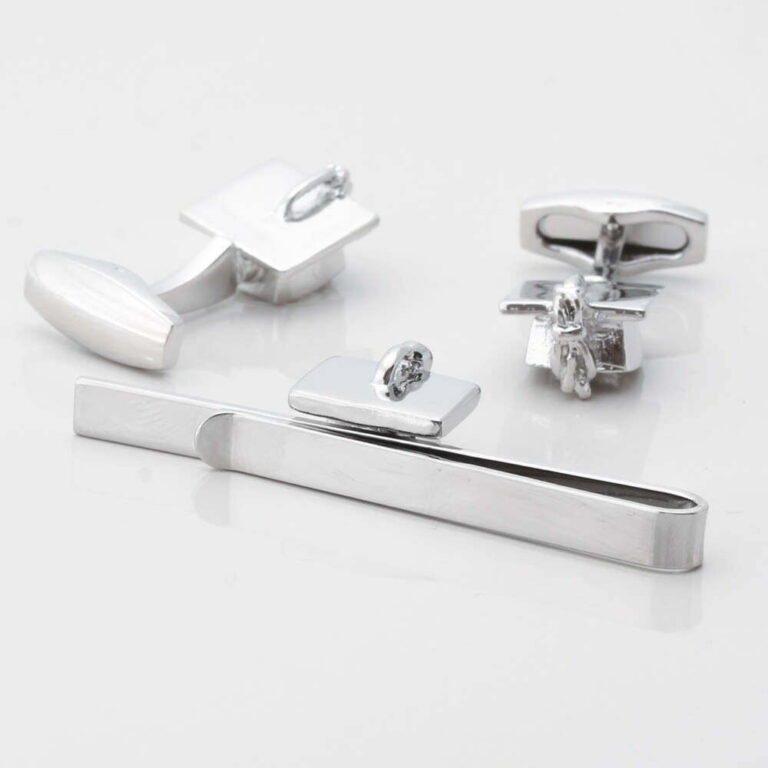 Silver Mortar Board Cufflinks Tie Slide Set Gallery 1 of 1 1