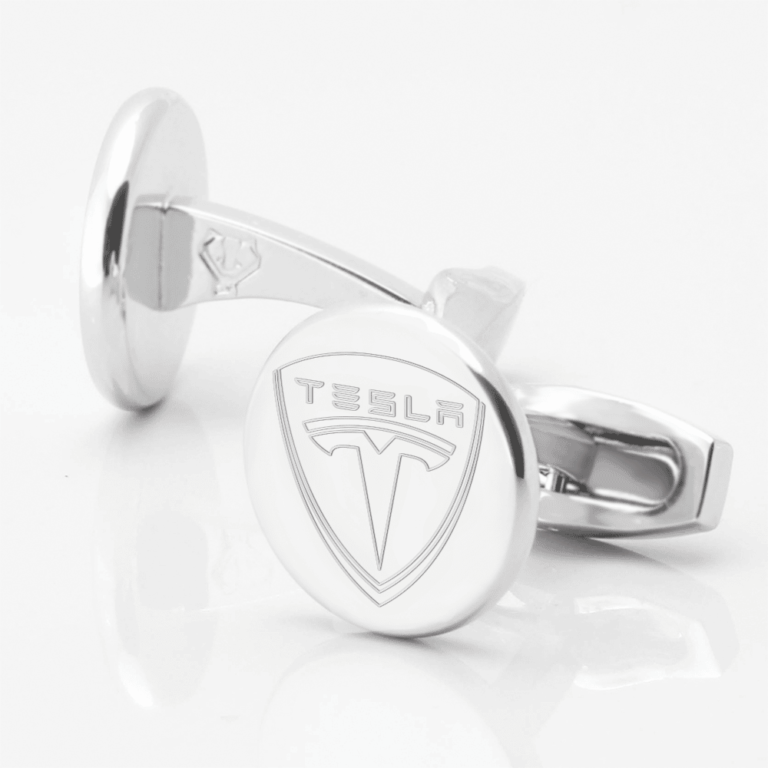Tesla Silver Circle Cufflinks