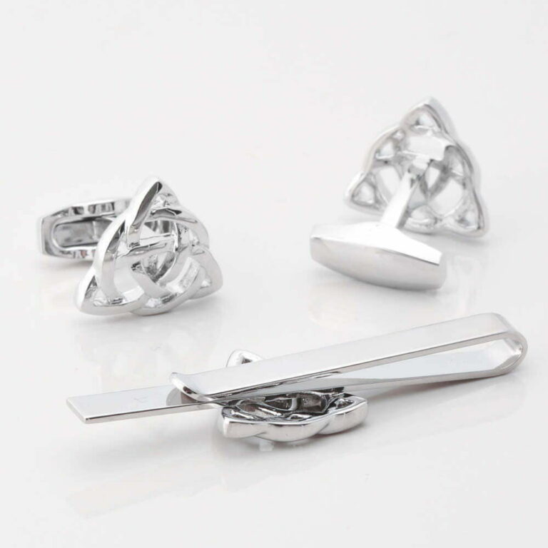 Triangular Celtic Knot Cufflinks Tie Slide Set Gallery 1 of 1