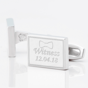 personalised bowtie witness silver engraved cufflinks