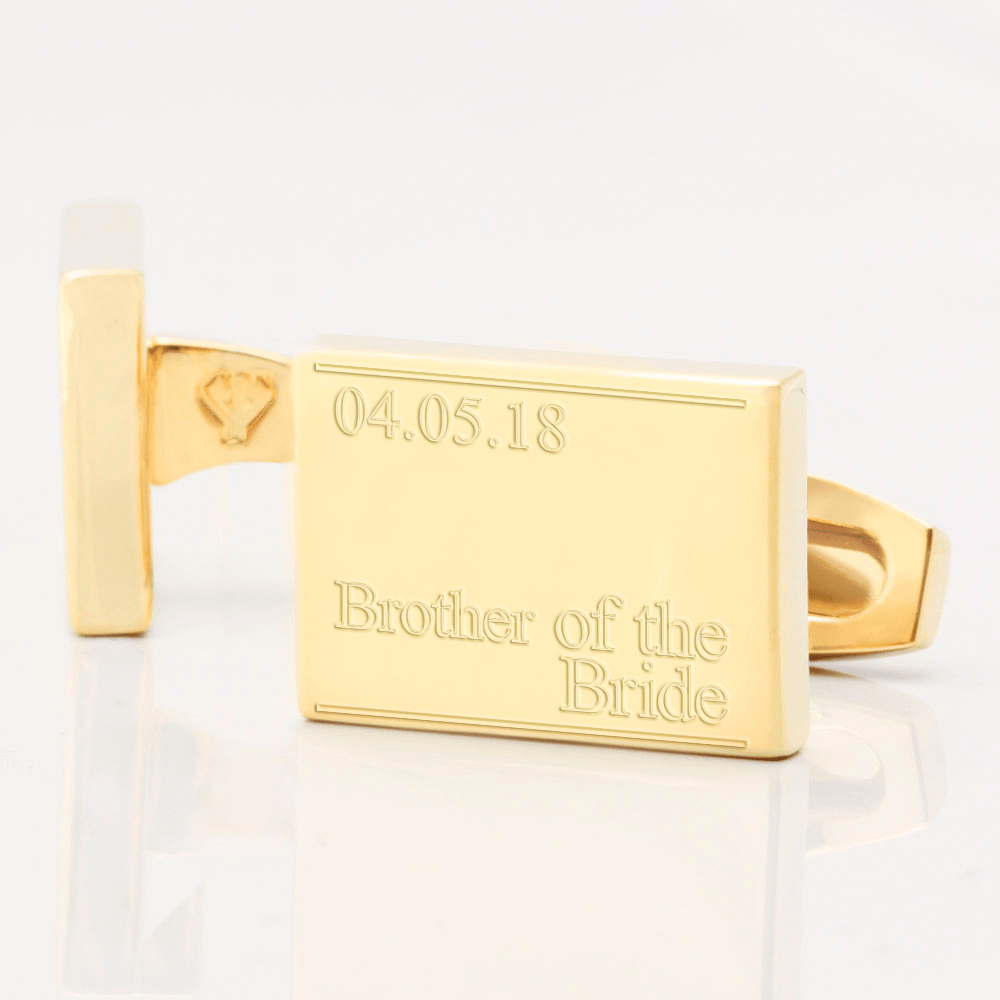 personalised brother bride gold engraved cufflinks