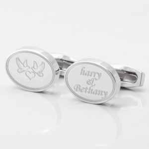 personalised doves engraved cufflinks