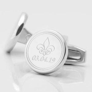 personalised fleur de lis date engraved cufflinks