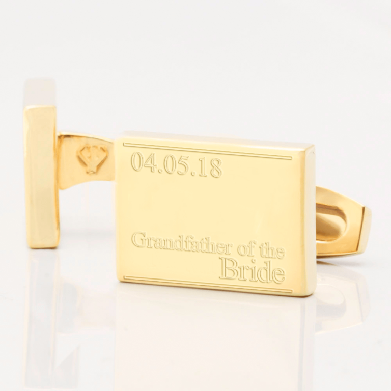 personalised grandfather bride gold engraved cufflinks