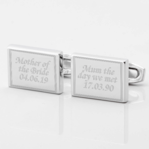 personalised mother of the bride day we met engraved cufflinks