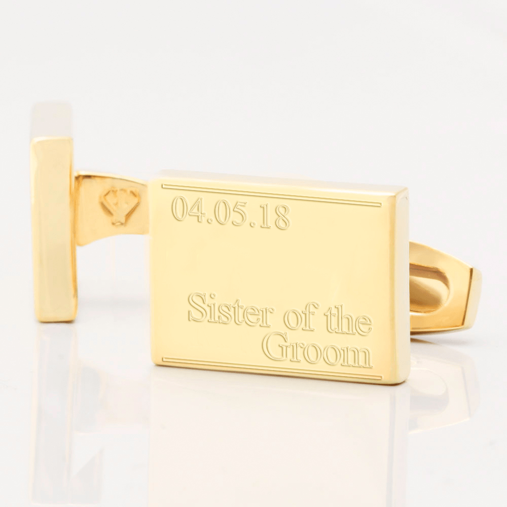 personalised sister groom gold engraved cufflinks