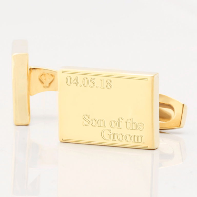 personalised son groom gold engraved cufflinks