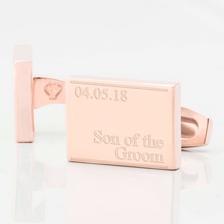 personalised son groom rose gold engraved cufflinks