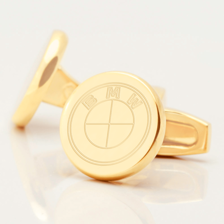 tesla gold circle engraved cufflinks
