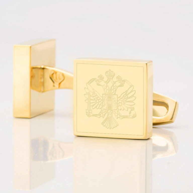 1st Queens Dragoon Guard Engraved Gold Cufflinks