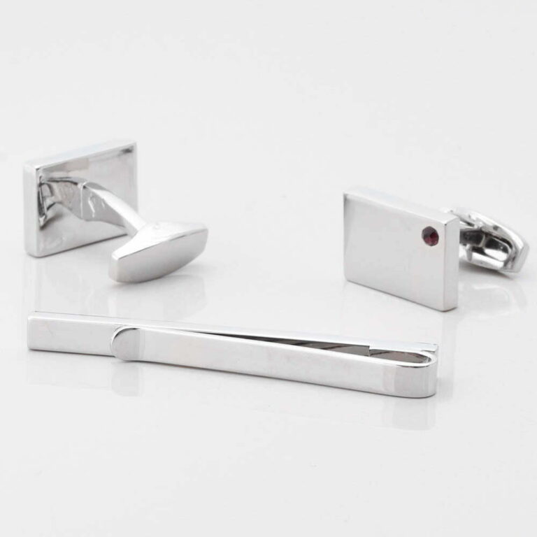 Birthstone Amethyst Cufflinks Tie Slide Set Gallery 1 of 1