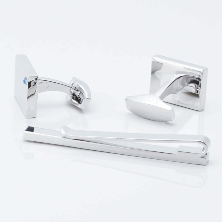 Birthstone Blue Topaz Cufflinks Tie Slide Set Gallery 1 of 1