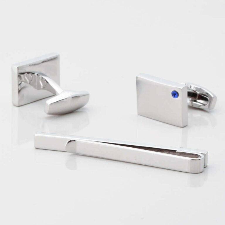 Birthstone Sapphire Cufflinks Tie Slide Set Gallery 1 of 1