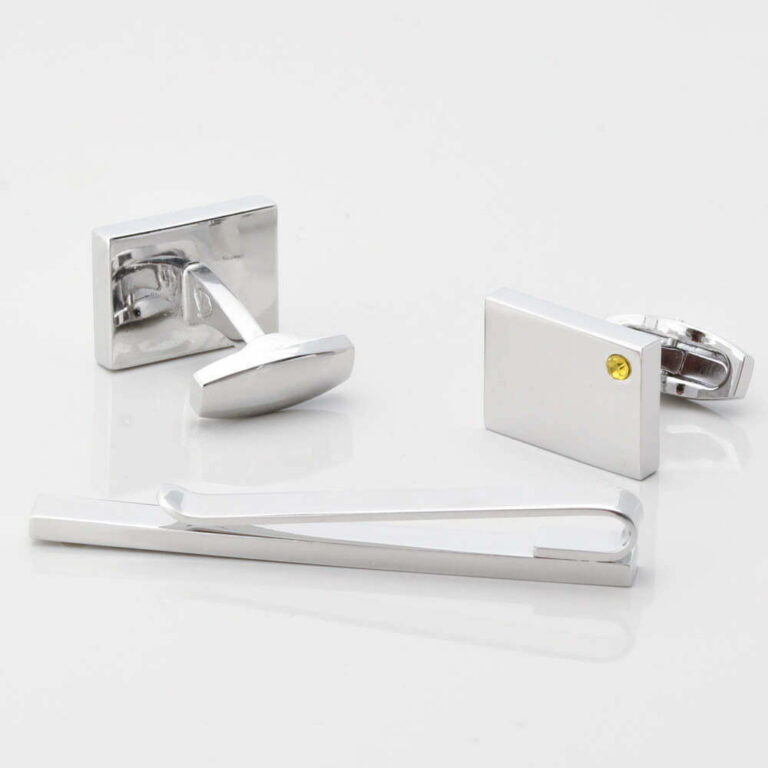 Birthstone Topaz Cufflinks Tie Slide Set Gallery 1 of 1