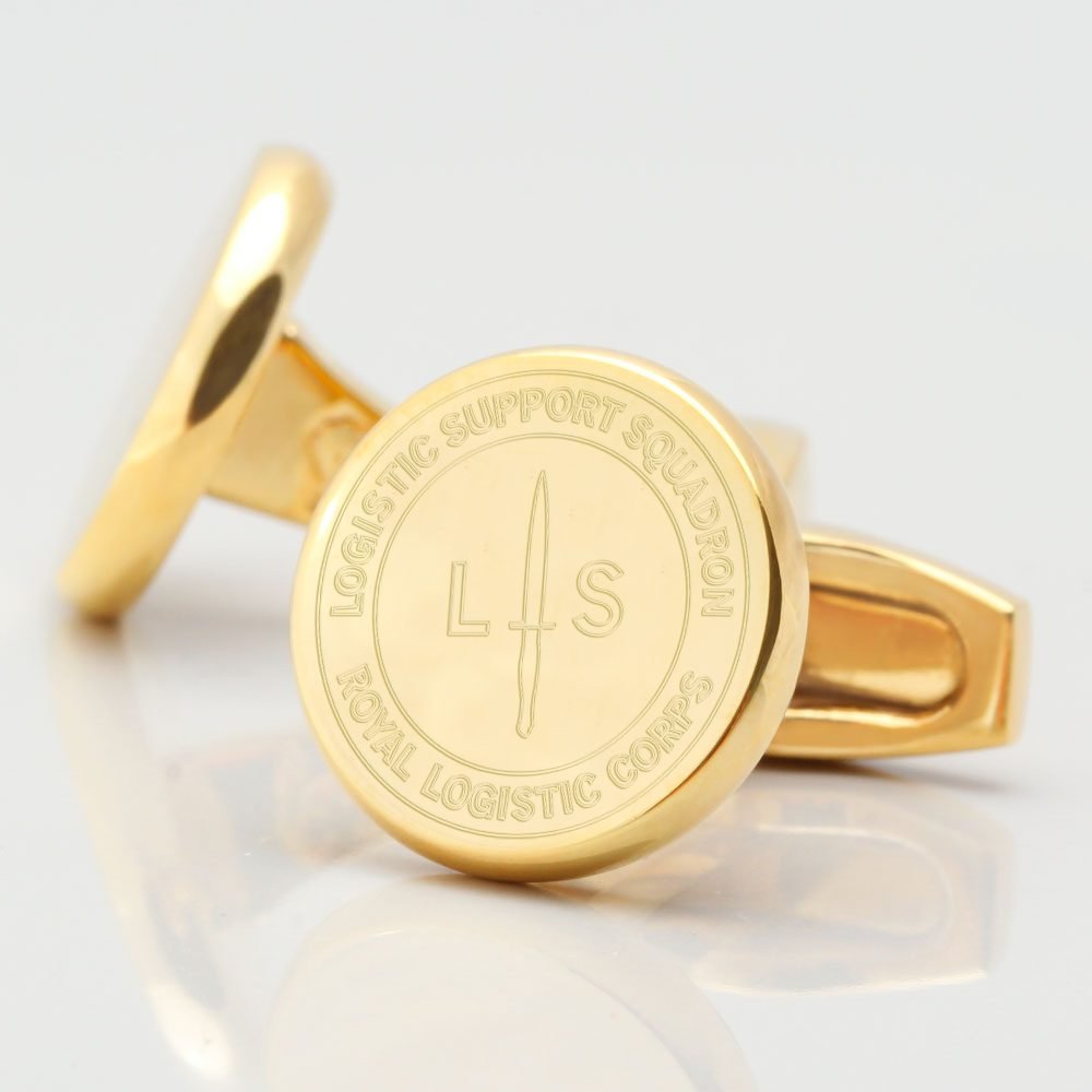 Logistic Support Squadron Engraved Gold Cufflinks