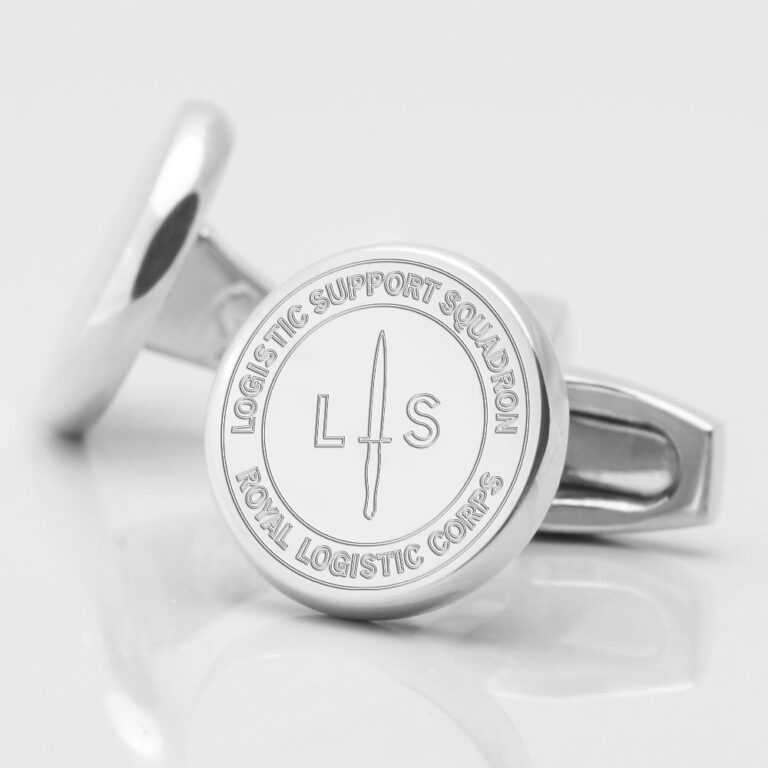 Logistic Support Squadron Engraved Silver Cufflinks