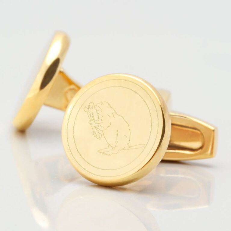 Two Operational Support Group Engraved Gold Cufflinks