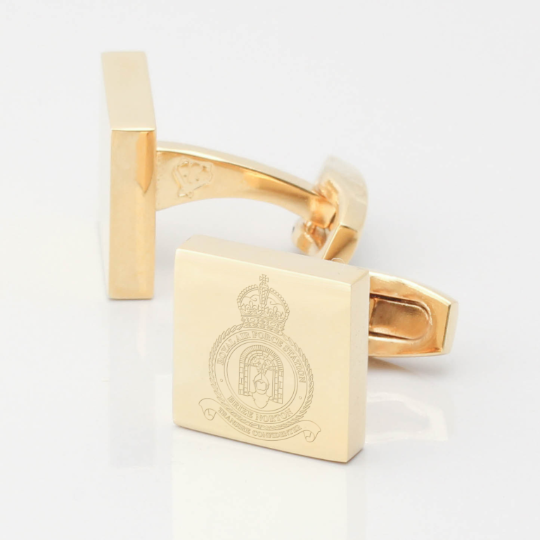 Station Brize Norton-engraved-gold-cufflinks