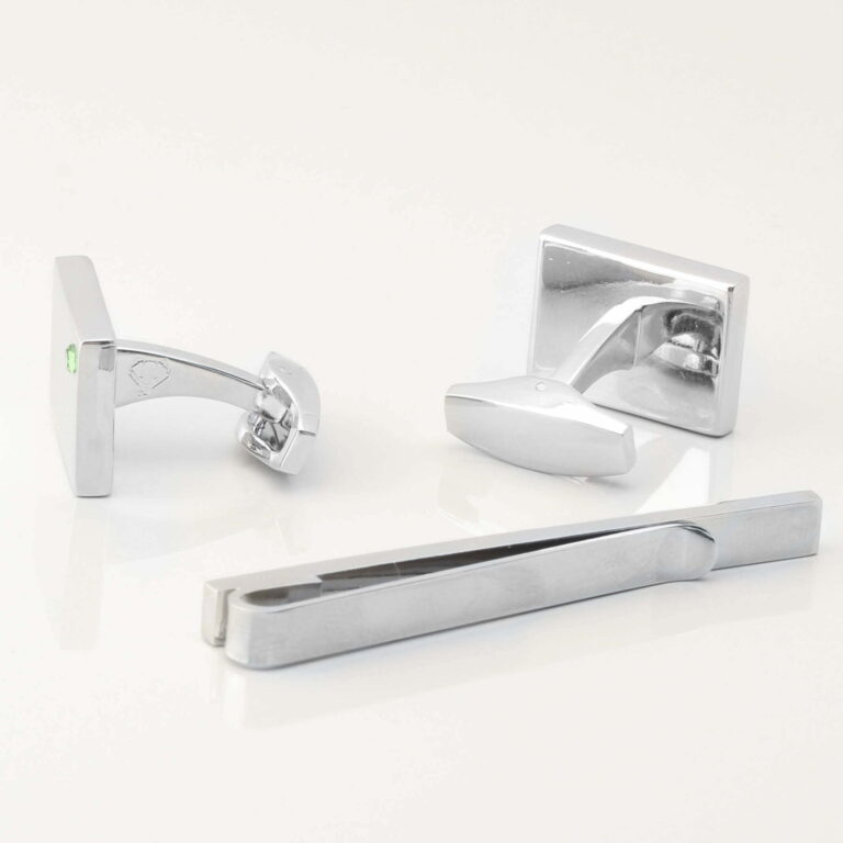 Birthstone Peridot Cufflinks Tie Slide Set Gallery 1 of 1