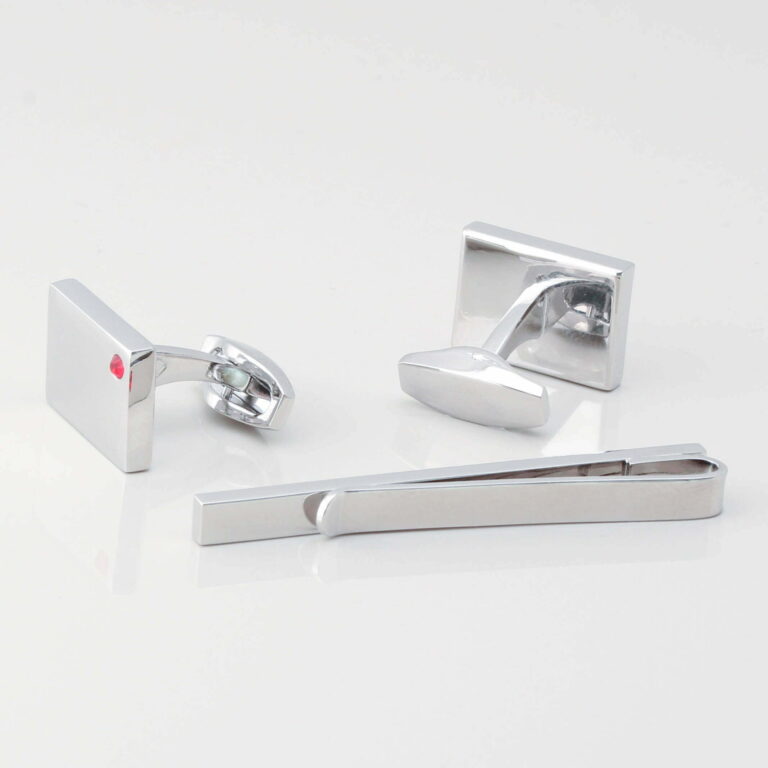 Birthstone Ruby Cufflinks Tie Slide Set Gallery 1 of 1