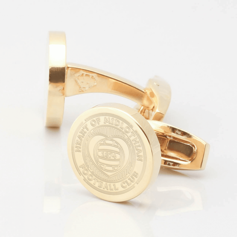 Heart Football Club Engraved Gold Cufflinks