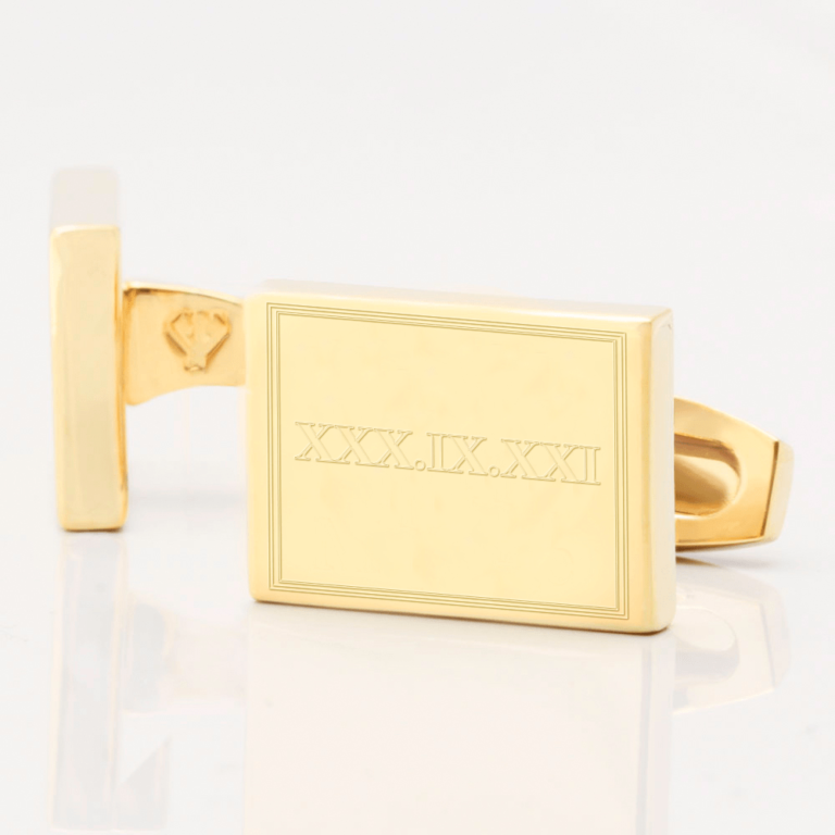 Personalised Roman Numeral Date Cufflinks Gold