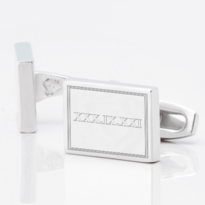 Personalised Roman Numeral Date Cufflinks Silver