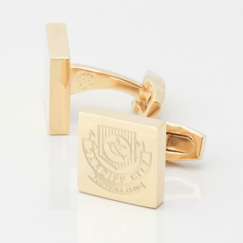 Cardiff City Football Club Engraved Gold Cufflinks