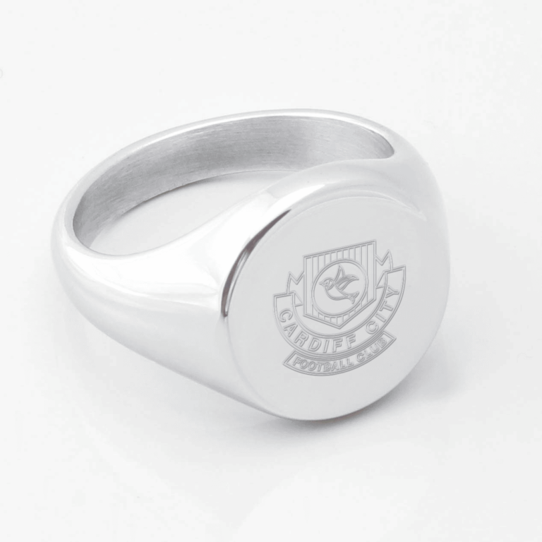 Cardiff City Football Club Engraved Silver Signet Ring