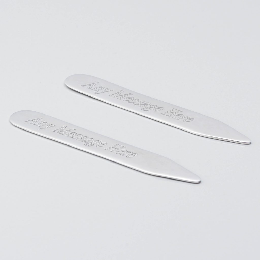 Engraved Sterling Silver Collar Stiffeners