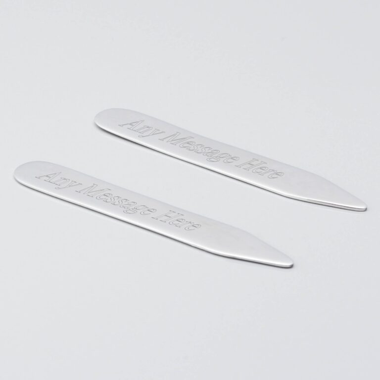 Engraved Sterling Silver Collar Stiffeners